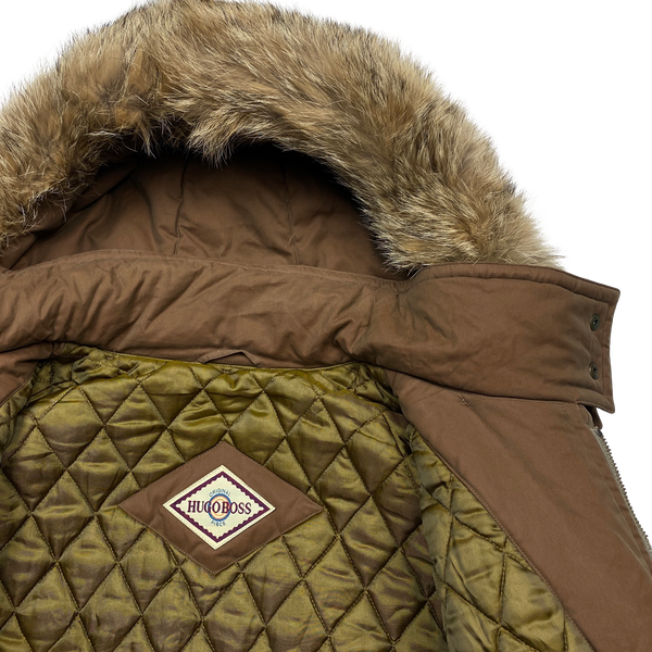 Hugo Boss Vintage Original Piece Fur Hooded Parka Jacket XL