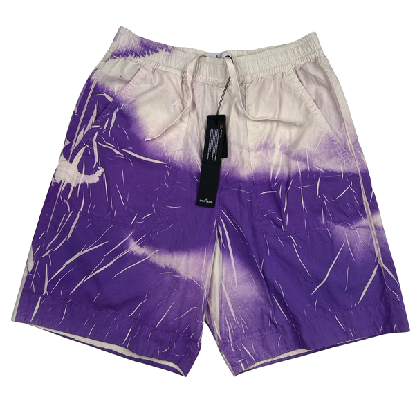 Stone Island 2024 Purple Tracery Spellout Shorts - 30"