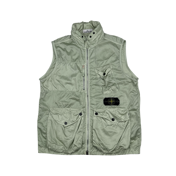 Stone Island 2019 Light Green Nylon Raso-TC Gilet - Large