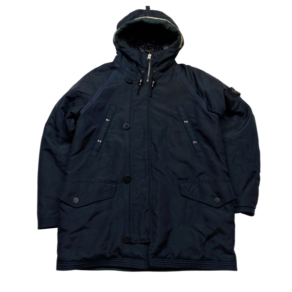 Stone Island Navy Oxford Nylon Parka Jacket - XXL