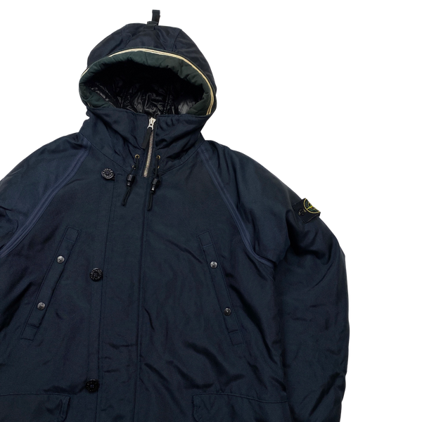 Stone Island Navy Oxford Nylon Parka Jacket - XXL