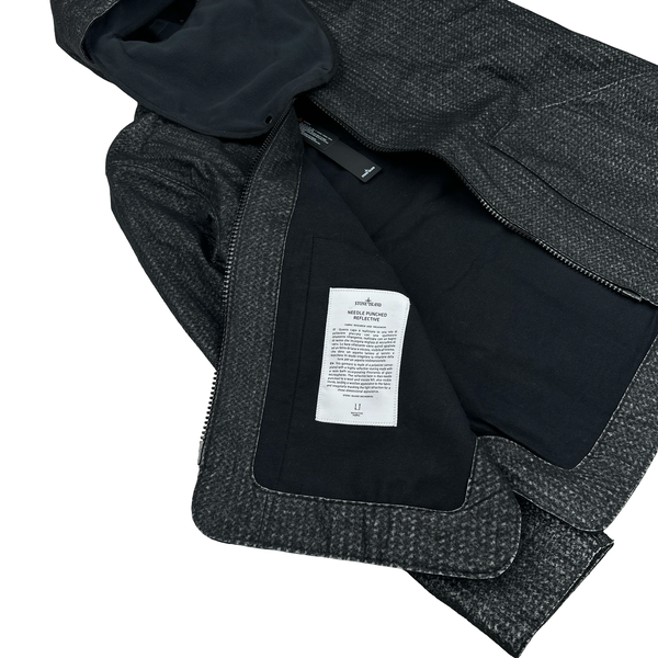 Stone Island 2022 Black Needle Punched Reflective Balaclava Jacket - XL