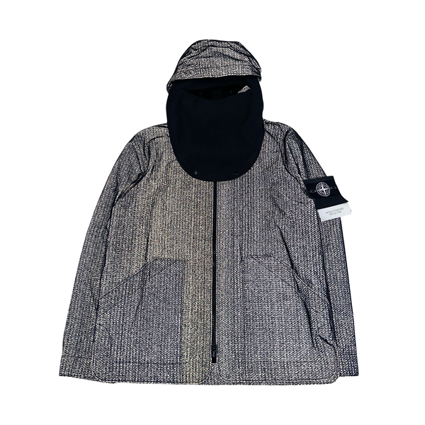 Stone Island 2022 Black Needle Punched Reflective Balaclava Jacket - XL