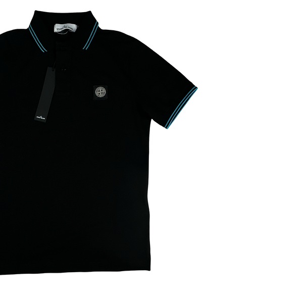 Stone Island Black Cotton Polo Shirt - Small