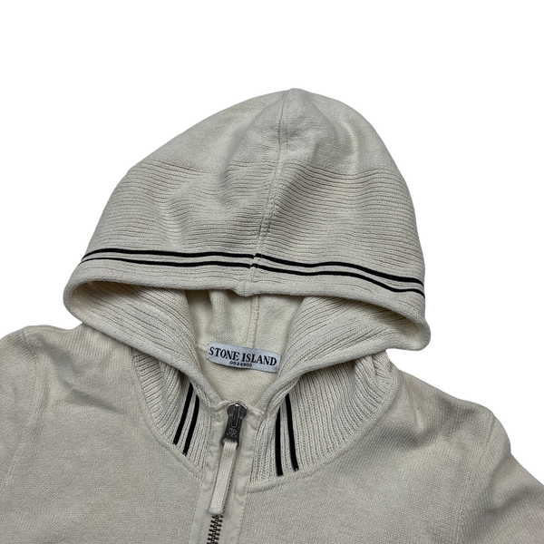 Stone Island 2007 Cream Cotton Fine Knit Hoodie - Medium