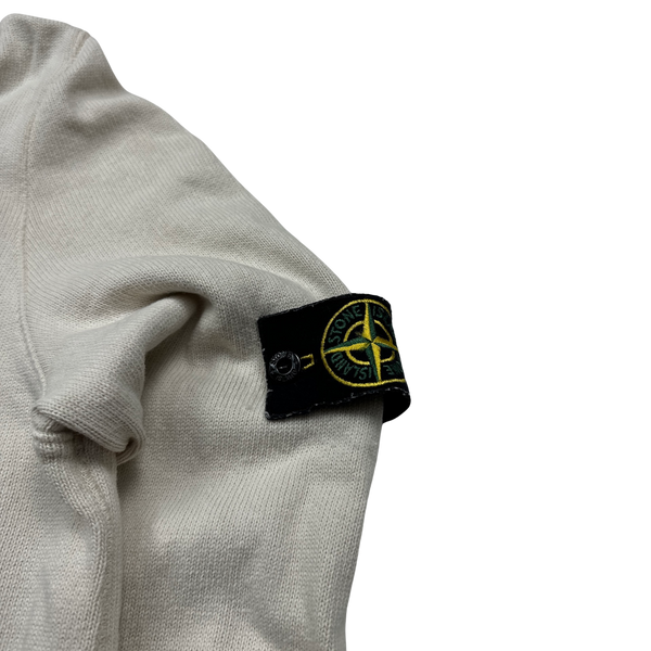 Stone Island 2007 Cream Cotton Fine Knit Hoodie - Medium