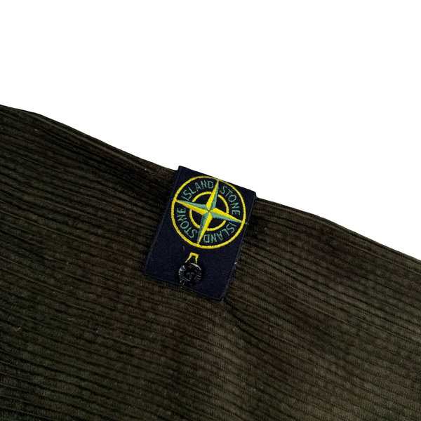 Stone Island 2023 Khaki Green Cotton Corduroy Buttoned Overshirt - Large
