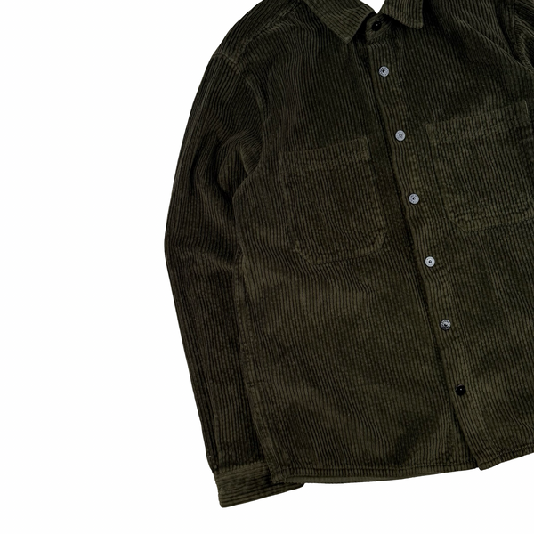 Stone Island 2023 Khaki Green Cotton Corduroy Buttoned Overshirt - Large