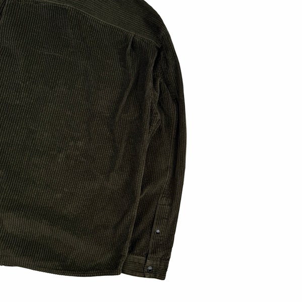 Stone Island 2023 Khaki Green Cotton Corduroy Buttoned Overshirt - Large