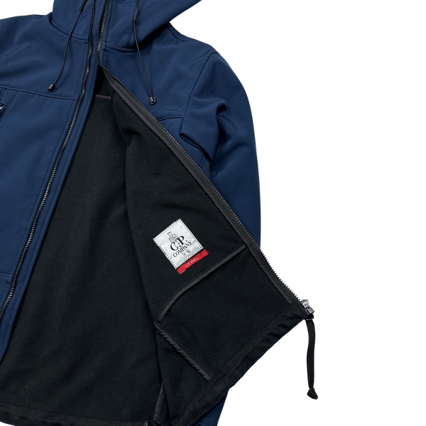 CP Company Blue Fleece Lined Soft Shell Goggle Jacket - Large