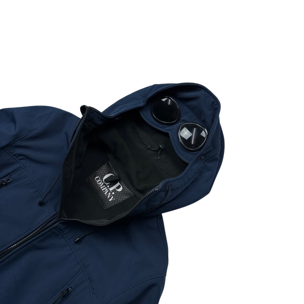 CP Company Blue Fleece Lined Soft Shell Goggle Jacket - Large