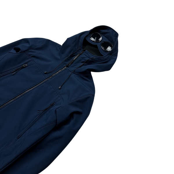 CP Company Blue Fleece Lined Soft Shell Goggle Jacket - Large