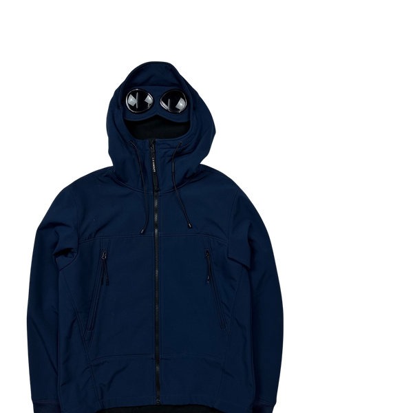 CP Company Blue Fleece Lined Soft Shell Goggle Jacket - Large