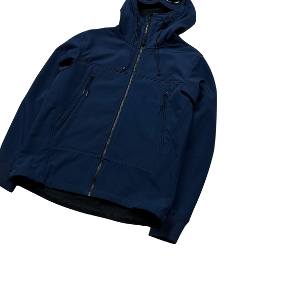 CP Company Blue Fleece Lined Soft Shell Goggle Jacket - Large