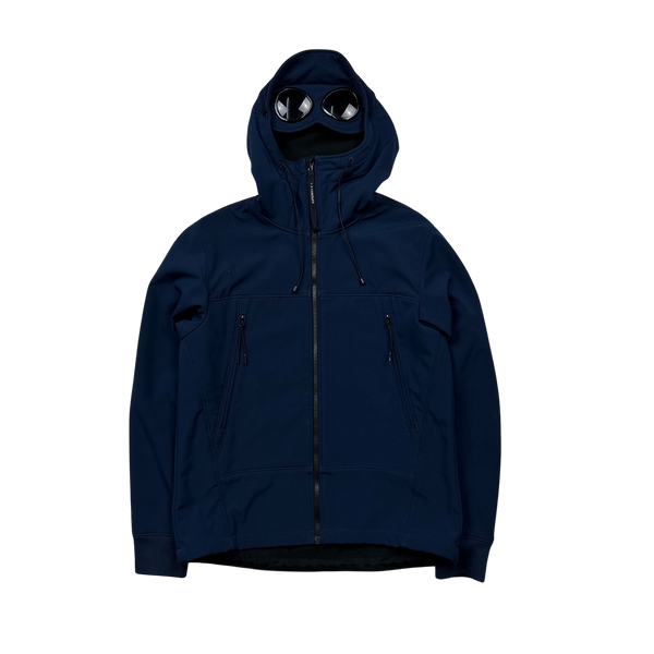 CP Company Blue Fleece Lined Soft Shell Goggle Jacket - Large