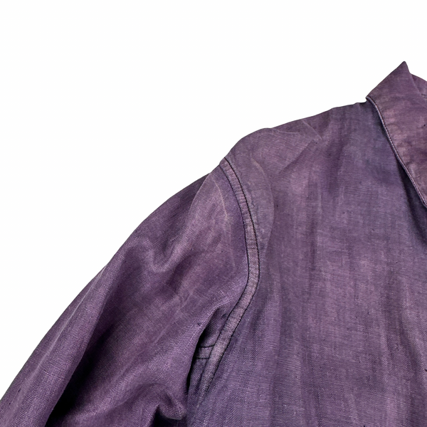Stone Island 1998 Purple Vintage Lino Flax Blend Green Edge Jacket - XL