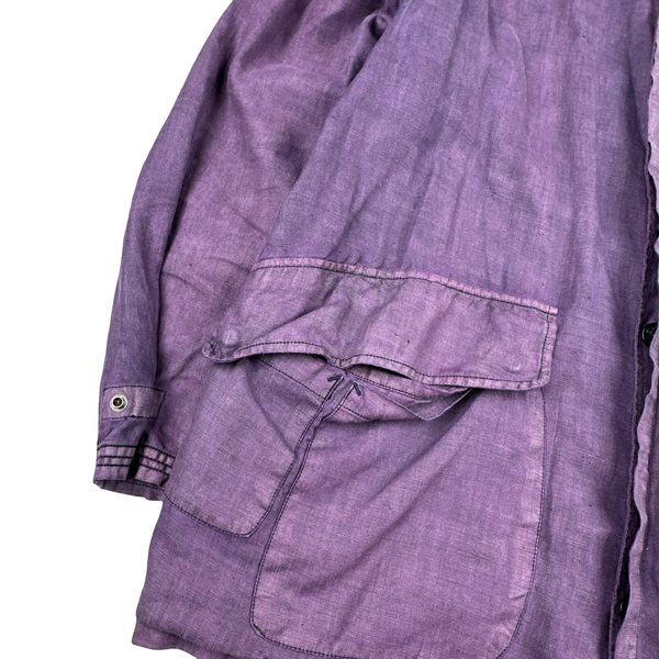 Stone Island 1998 Purple Vintage Lino Flax Blend Green Edge Jacket - XL