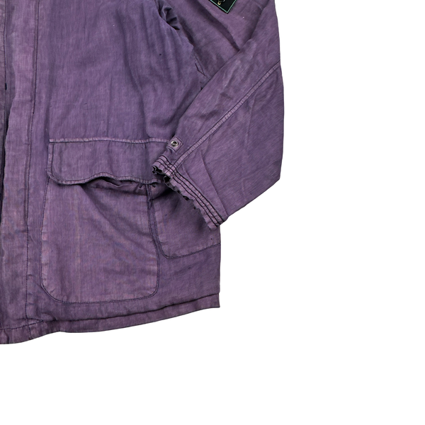 Stone Island 1998 Purple Vintage Lino Flax Blend Green Edge Jacket - XL