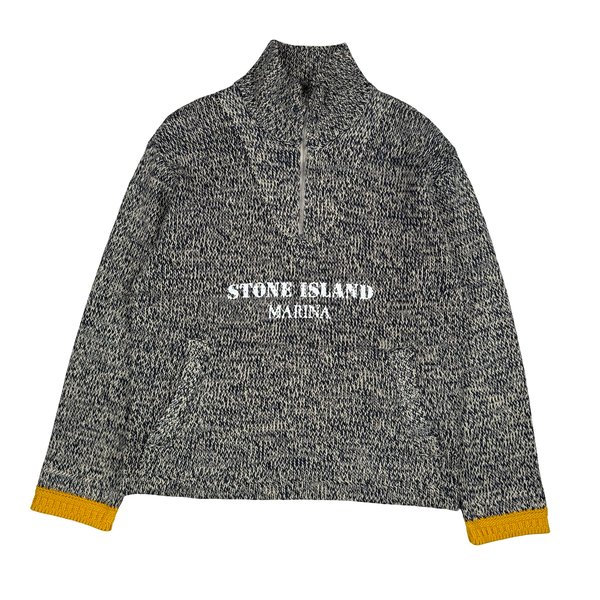 Stone Island Marina Cotton Linen Rubberized Effect Sweater - Large
