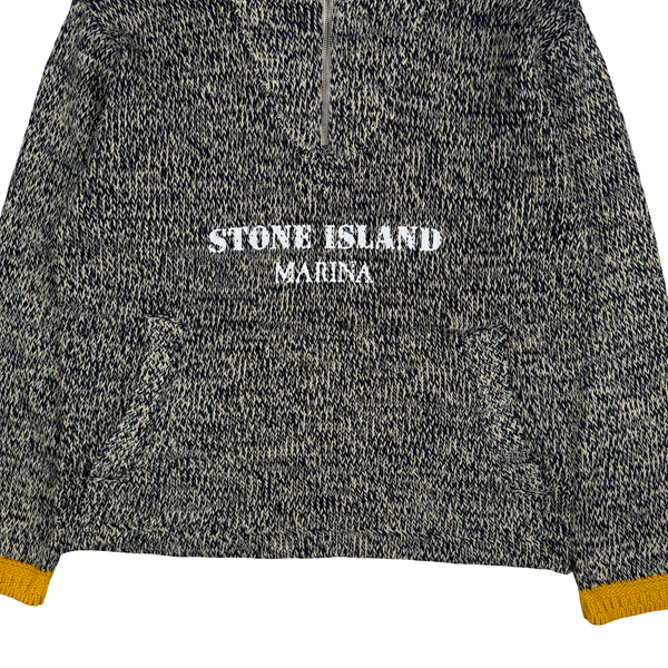 Stone Island Marina Cotton Linen Rubberized Effect Sweater - Large