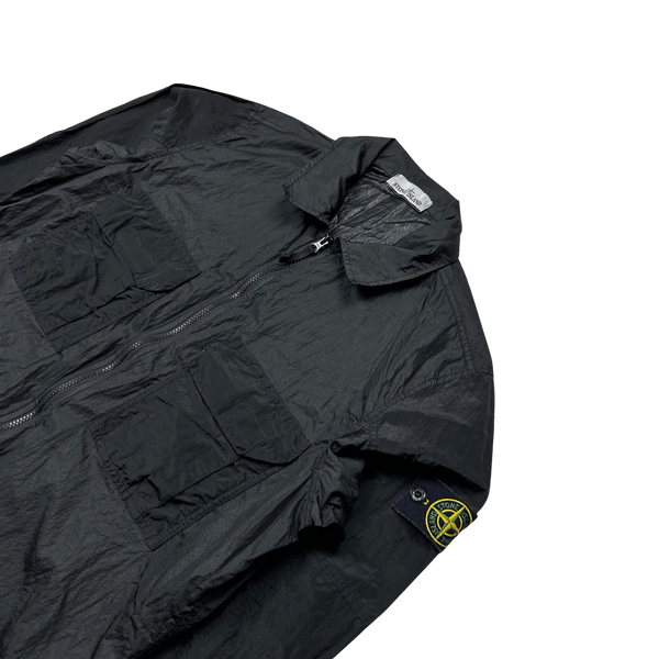 Stone Island 2019 Black Nylon Metal Rip Stop Overshirt - Large