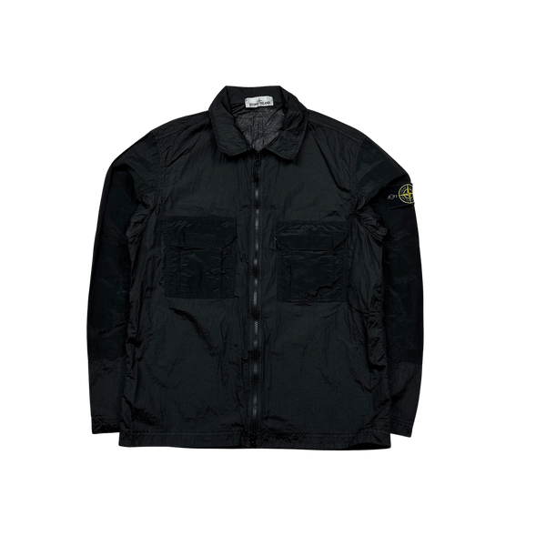 Stone Island 2019 Black Nylon Metal Rip Stop Overshirt - Large