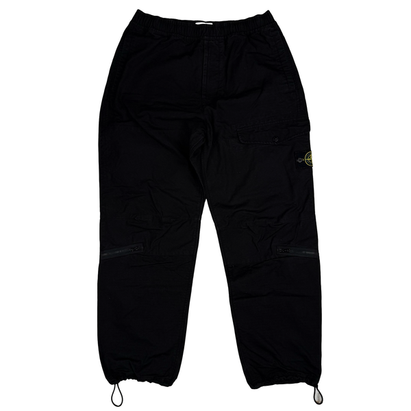 Stone Island 2023 Black Ripstop LO Cotton Cargos - 32"