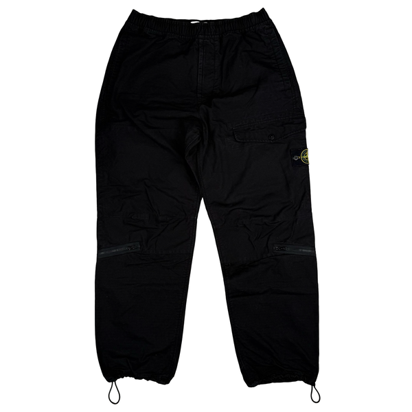 Stone Island 2023 Black Ripstop LO Cotton Cargos - 32"