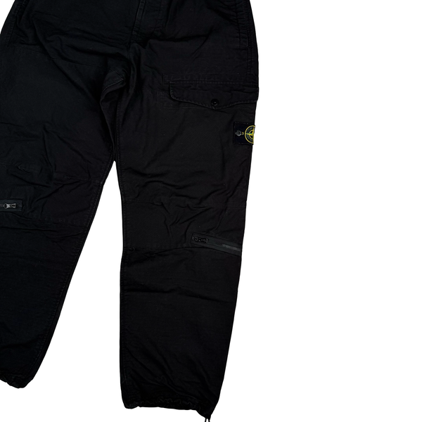 Stone Island 2023 Black Ripstop LO Cotton Cargos - 32"