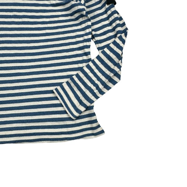 Stone Island 2008 White/Blue Stripped Cotton Crewneck Pullover Lightweight Jumper - XXL