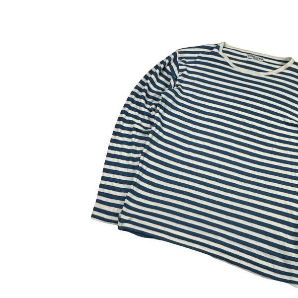Stone Island 2008 White/Blue Stripped Cotton Crewneck Pullover Lightweight Jumper - XXL