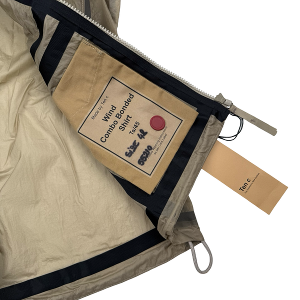 Ten C  Beige Wind Combo Bonded Hooded Jacket/Shirt- Medium (48)
