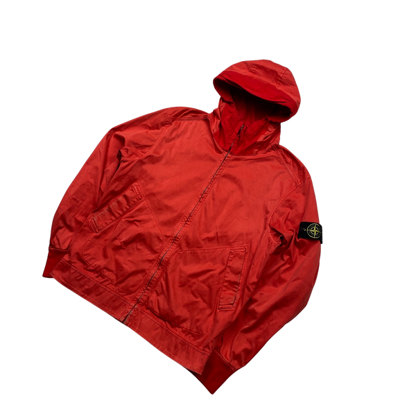 Stone Island Red David Jersey TC Hooded Jacket - Large