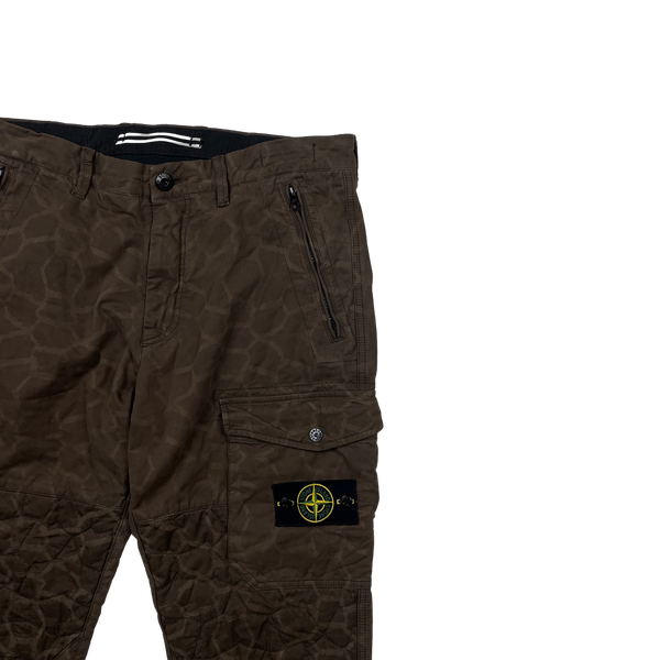 Stone Island 2014 Brown Giraffe Print Cargo Trousers - 32"