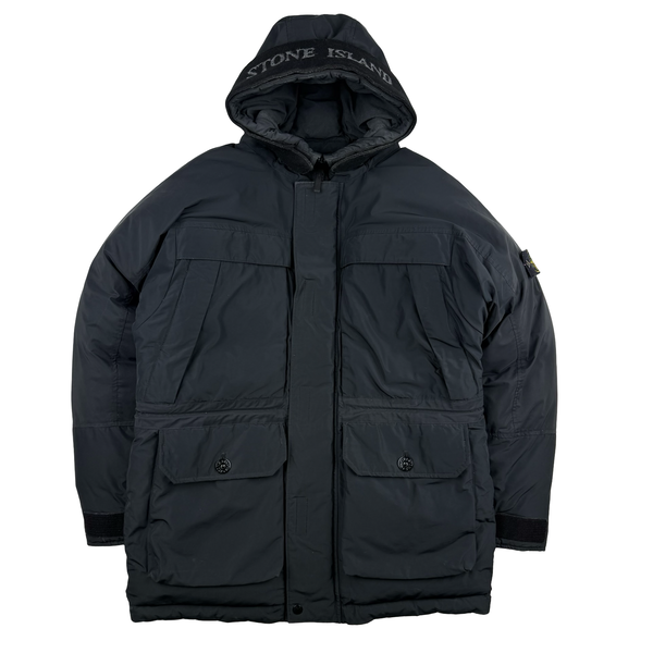 Stone Island 2020 Black Down Filled Micro Reps Jacket - Medium