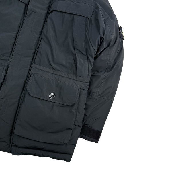 Stone Island 2020 Black Down Filled Micro Reps Jacket - Medium