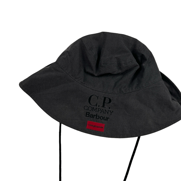 CP Company x Barbour Grey Waxed Goggle Bucket Hat - Large