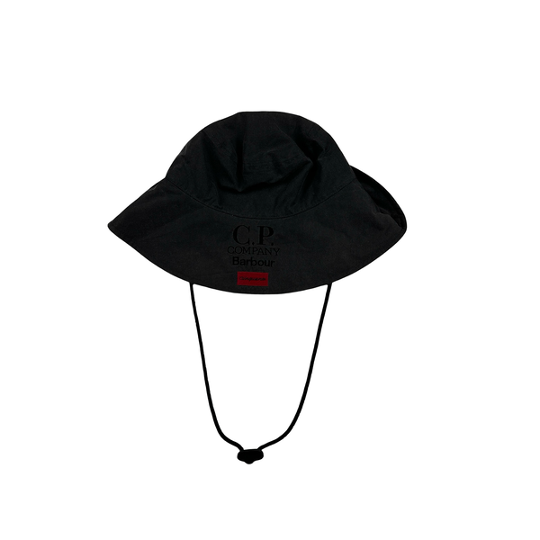 CP Company x Barbour Grey Waxed Goggle Bucket Hat - Large
