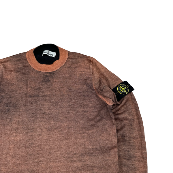 Stone Island 2020 Salmon Air Brush Knitted Lana Wool Crewneck Jumper - Medium