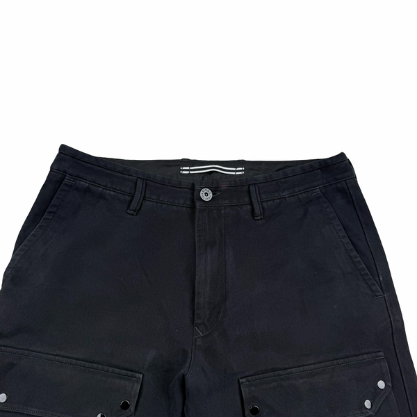 Stone Island 2024 Black RE Fit Cargo Canvas Cotton Trousers - 33”