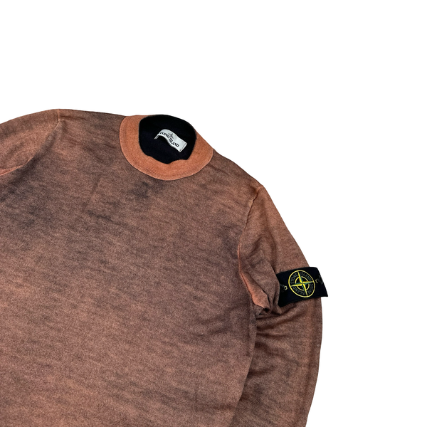 Stone Island 2020 Salmon Air Brush Knitted Lana Wool Crewneck Jumper - Medium