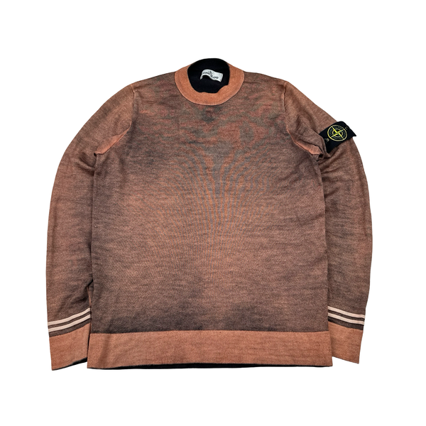 Stone Island 2020 Salmon Air Brush Knitted Lana Wool Crewneck Jumper - Medium
