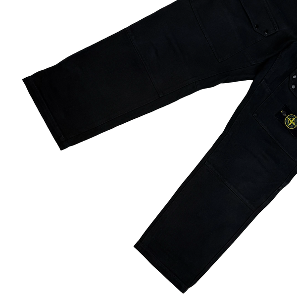 Stone Island 2024 Black RE Fit Cargo Canvas Cotton Trousers - 33”