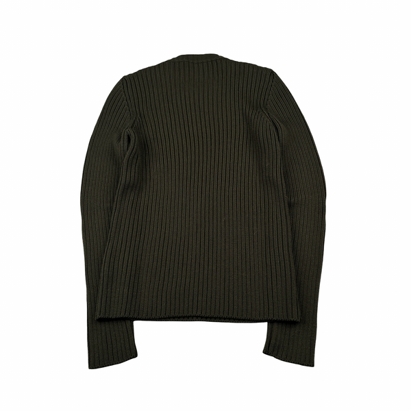 Prada Wool Khaki Crew Neck Cable Knit Jumper - Small
