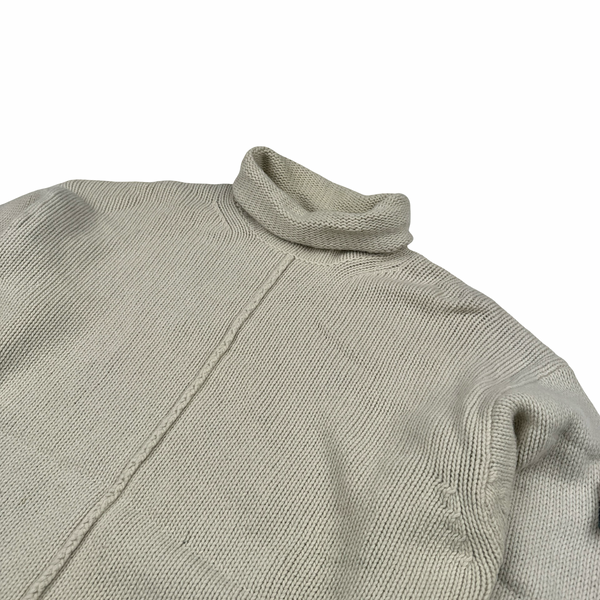 Stone Island 1997 Beige Knitted Wool Vintage Roll Neck Jumper - XL