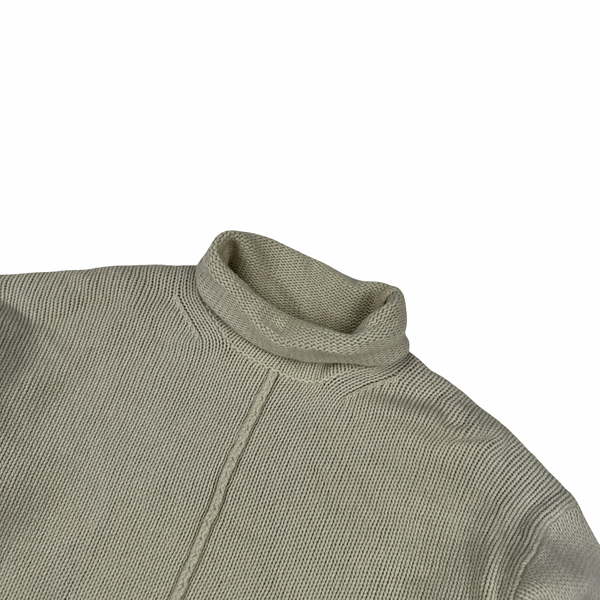 Stone Island 1997 Beige Knitted Wool Vintage Roll Neck Jumper - XL
