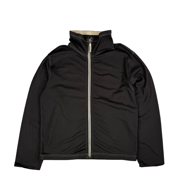Stone Island Script Vintage 2005 Black Mock Neck Full Zip Sweater - Medium