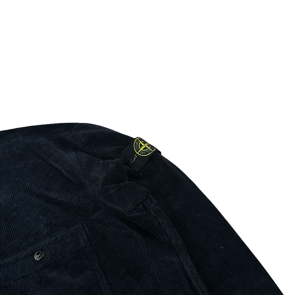 Stone Island 2025 Navy Corduroy Zip Up Overshirt - XXL