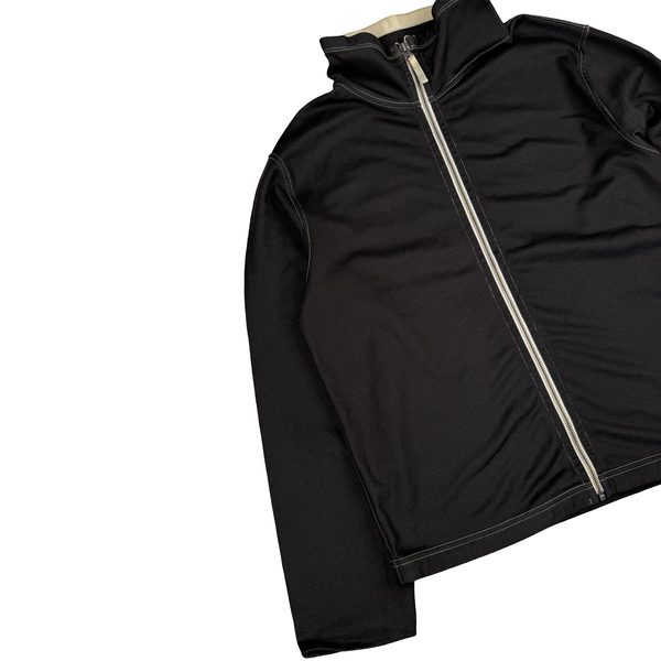 Stone Island Script Vintage 2005 Black Mock Neck Full Zip Sweater - Medium