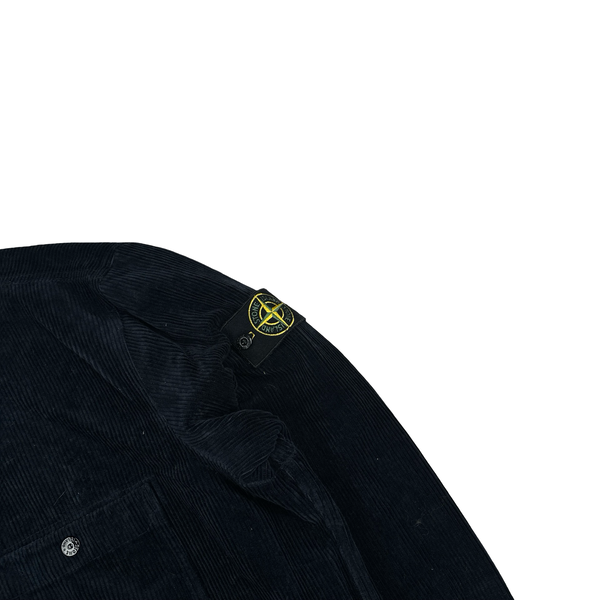 Stone Island 2025 Navy Corduroy Zip Up Overshirt - XXL